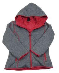 Tmavomodro-bílá melírovaná pletená zateplená propínací mikina s kapucí Kiki&Koko