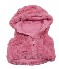 Růžová kožešinová zateplená vesta s kapucí Nutmeg