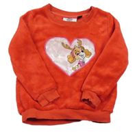 Červená chlupatá mikina s Paw Patrol Nickelodeon