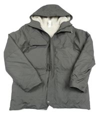 Šedá šusťáková zimní funkční bunda s kapucí Decathlon