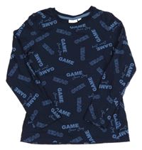 Tmavomodré triko s nápisy kids