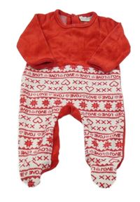 Červeno-bílý vzorovaný sametový overal