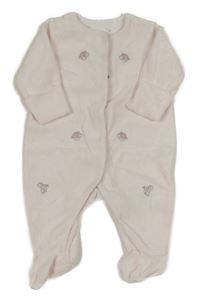 Světlerůžový sametový overal s výšivkami Mothercare