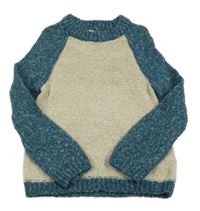 Béžovo-petrolejový svetr John Lewis