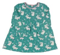 Tyrkysové bavlněné šaty s králíčky Miniclub