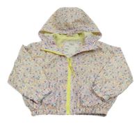 Bílá květinová šusťáková jarní bunda s kapucí M&S