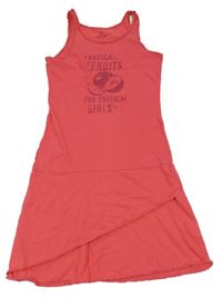 Malinové balvněné šaty s ovocem a nápisy Pepperts