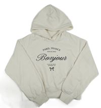 Bílá crop mikina s nápisem a kapucí H&M