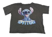 Tmavošedé crop tričko s Lilo&Stitch C&A