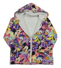 Růžovo-fialová propínací vzorovaná mikina s Mickey Mousem a kapucí 