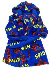 Modrý chlupatý župan se Spidermanem a kapucí zn. M&S