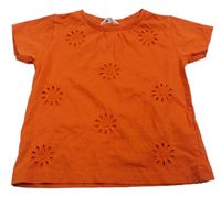 Oranžové tričko s madeirovými kytičkami M&Co.