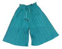 Modrozelené plisované culottes kalhoty 