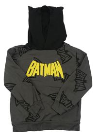 Tmavošedá mikina s nápisy a kapucí - Batman