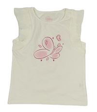 Bílý crop top s motýlkem Topolino 