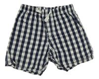 Tmavomodro-bílé kostkované plátěné kraťasy H&M