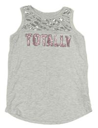 Šedý top s nápisem z flitrů H&M