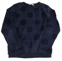 Tmavomodrá 3D puntíkatá chlupatá mikina H&M