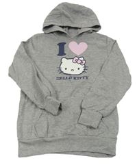 Šedá mikina s Kitty a kapucí 