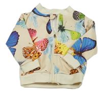 Béžová propínací mikina s motýly 