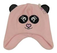 Světlerůžová fleecová čepice - panda 
