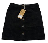 Nové - černá manšestrová propínací sukně Next