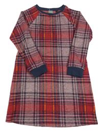 Fialovo-červeno-tmavomodré kostkované úpletové šaty Next