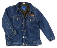 Tmavomodrá riflová zateplená bunda s nášivkou Zara