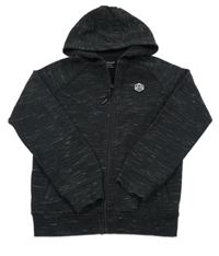 Černá žíhaná propínací mikina s potiskem a kapucí Primark