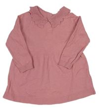 Růžové úpletové šaty s límečkem Next