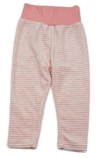 Bílo-růžové pruhované sametové tepláky Lupilu