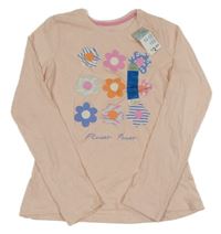 Nové - Světlerůžové triko s kytičkami Primark