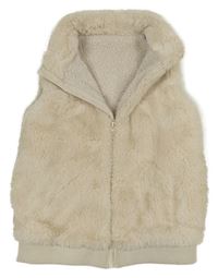 Světlebéžová kožešinová zateplená vesta 