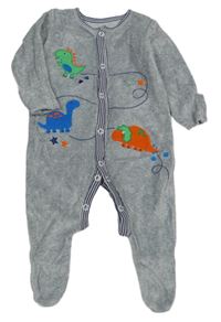 Šedý sametový overal s dinosaury Nutmeg