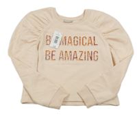 Nové - pudrová crop mikina s 3D nápisem Matalan