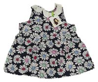 Nové -Tmavomodro-bílá květovaná tunika 