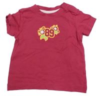 Malinové tričko s číslem a kytičkami Impidimpi