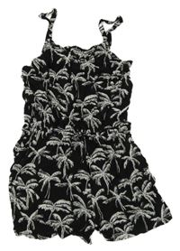Černý kraťasový overal s palmami H&M