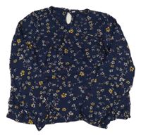 Tmavomodrá květovaná halenka 