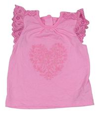 Růžové tričko s kytičkami Primark