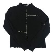 Černé žebrované crop triko s proužky H&M