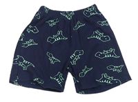 Tmavomodré bavlněné kraťasy s dinosaury Shein