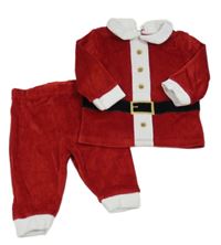 2set - Červeno-bílá sametová mikina + kalhoty - Santa F&F