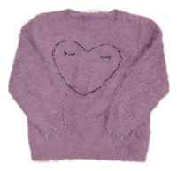 Fialový chlupatý svetr se srdíčkem Name it