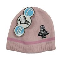 Nové - Světlerůžová pletená čepice s výšivkou 