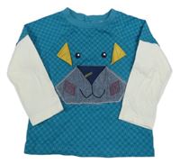 Modro-bílé triko s pejskem M&Co.