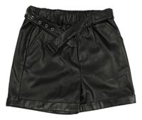 Černé koženkové kraťasy s páskem Primark