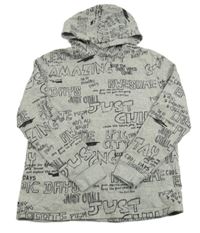 Šedá mikina s nápisy a kapucí H&M