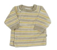 Bílo-hnědo-žlutá pruhovaná sametová mikina Okay vel. 46