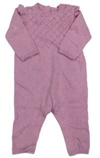 Růžový svetrový overal s dirkovaným vzorem Next